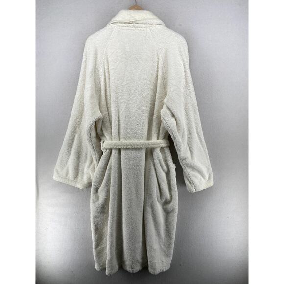 WATERWORKS Bathrobe Adult One Size Terry Belted Long Sleeve White - Picture 3 of 12